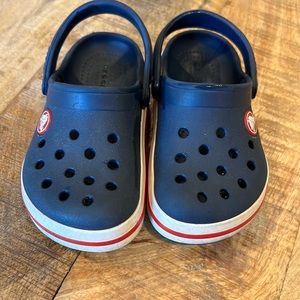 Navy blue toddler crocs